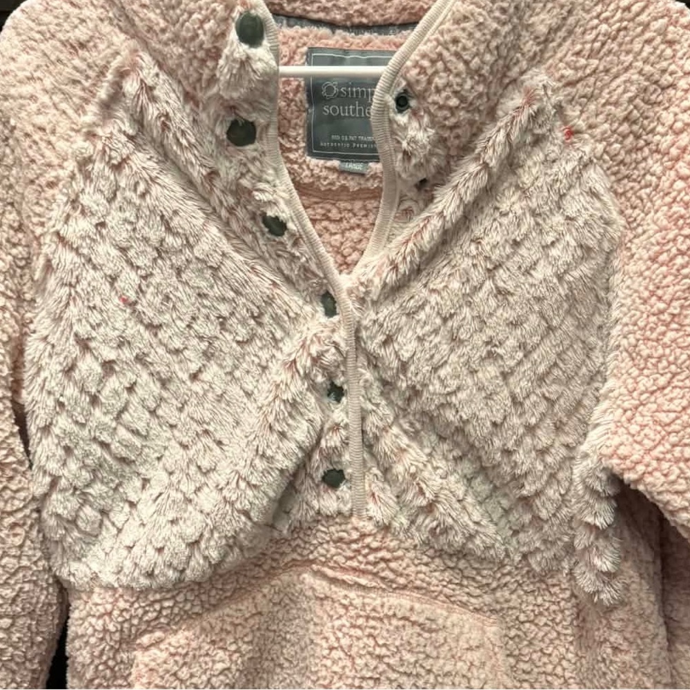 Simply Southern Pink Sherpa Snap-Neck Pullover Jacket - Picture 6 of 8